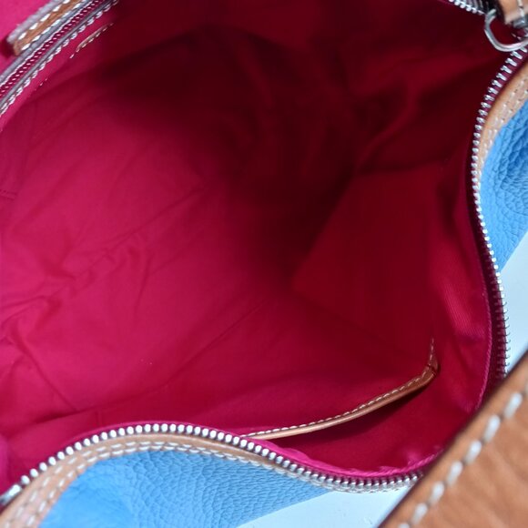 Dooney & Bourke Pebble Leather Blue and Brown Hobo Bag - Picture 12 of 16